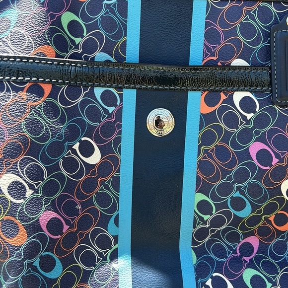Coach Signature Chelsea Heritage Navy Zip Bag Large Purse in Excellent Condition - Picture 2 of 10